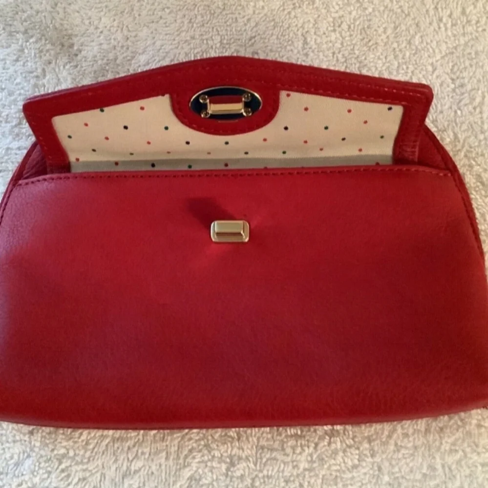 🆕Talbots Genuine LEATHER Red Wristlet Wallet Purse Clutch Bag - Picture 4 of 10